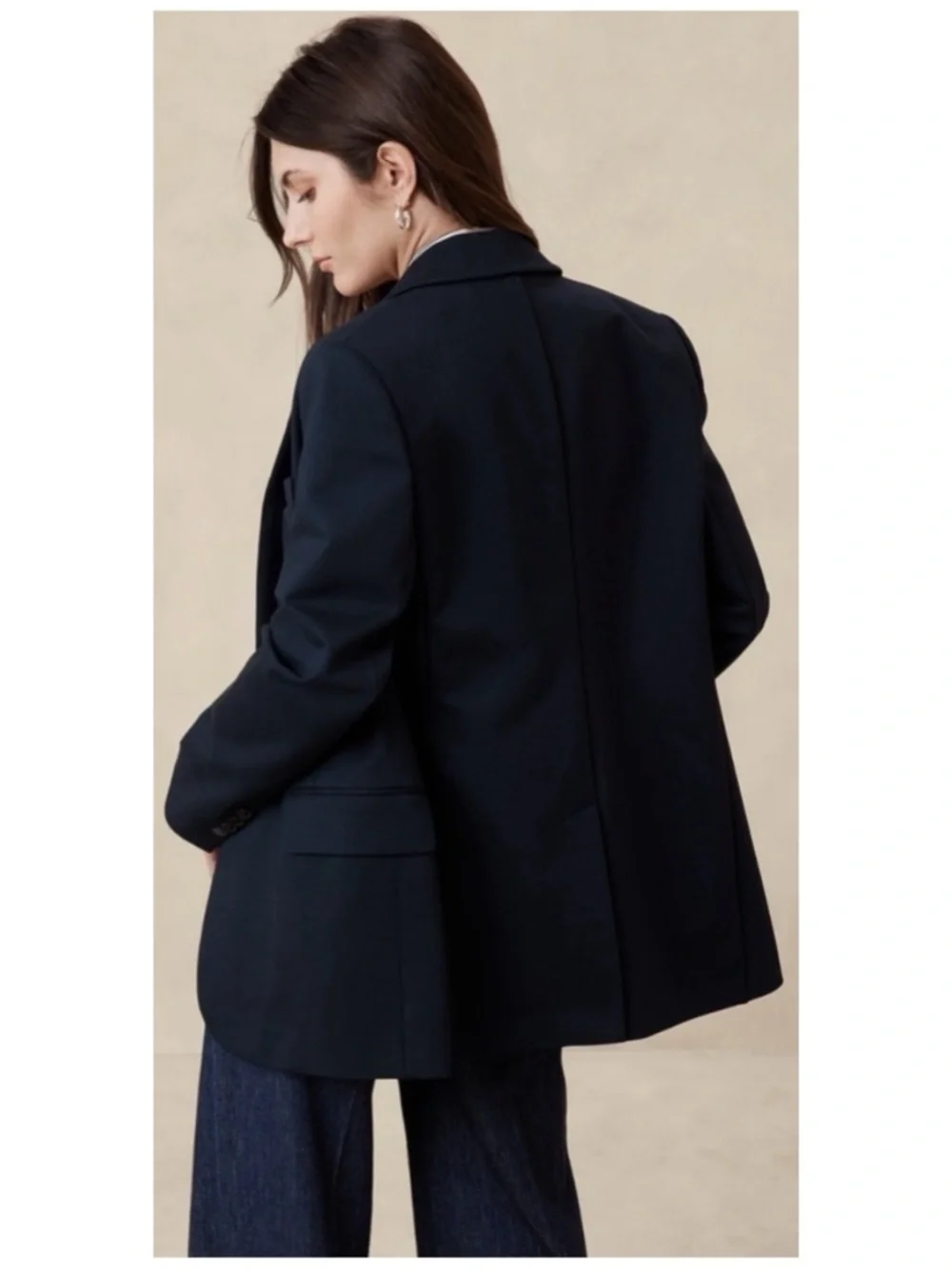 BANANA REPUBLIC Women’s Size S‎ Navy Blue Relaxed Fit Everywhere Ponte Blazer